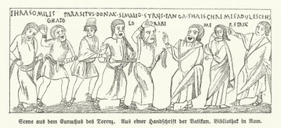 Scena da Eunuchus, commedia del drammaturgo romano Terenzio da German School