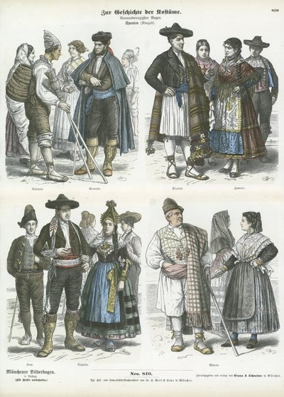 Costumi regionali spagnoli, XIX secolo da German School