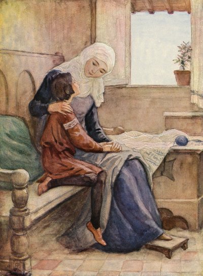San Francesco e sua madre (litografia a colori) da German School