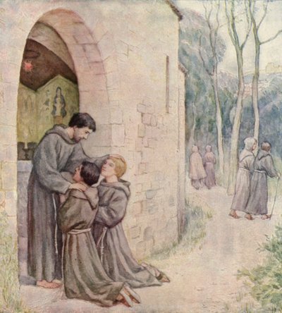 La prima missione di San Francesco (litografia a colori) da German School
