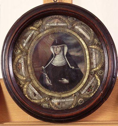 Santa Maria Crescentia Hoess (1682-1744) circondata dalle reliquie della santa da German School