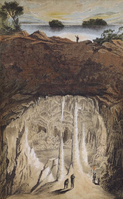 Stalattiti e stalagmiti in una grotta da German School