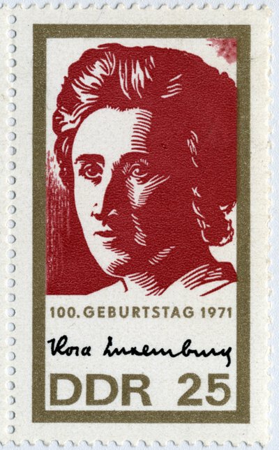 Francobollo rappresentante Rosa Luxemburg (o Luxembourg) da German School