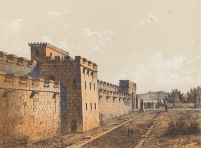 Strada di Pompei, Campania, Italia (litografia a colori) da German School