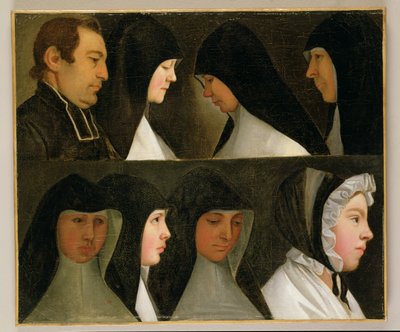 Studio di suore, una novizia e un abate da German School