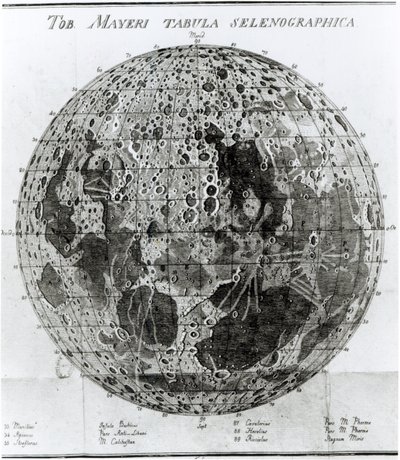 Superficie della Luna, illustrazione da Selenotopographische Fragmente di Johann Hieronymus Schroeter, pubblicato nel 1791 da German School