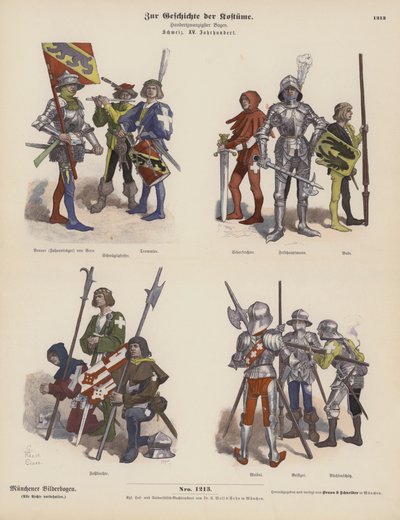 Costumi militari svizzeri del XV secolo da German School