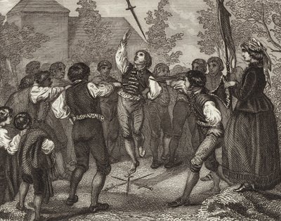 Danza della spada, Dithmarschen, Schleswig-Holstein. Illustrazione per Bilder-Atlas da German School