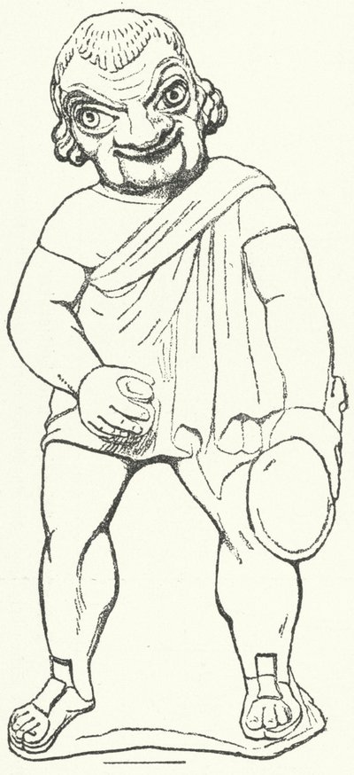 Statuetta in terracotta di un attore romano come parassita in una commedia di Plauto da German School