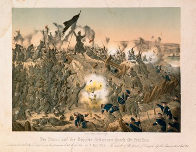 La battaglia di Dybboel nella seconda guerra dello Schleswig, il 18 aprile 1864, pubblicata da Verlag A. Felgner, Berlino, 1864 da German School