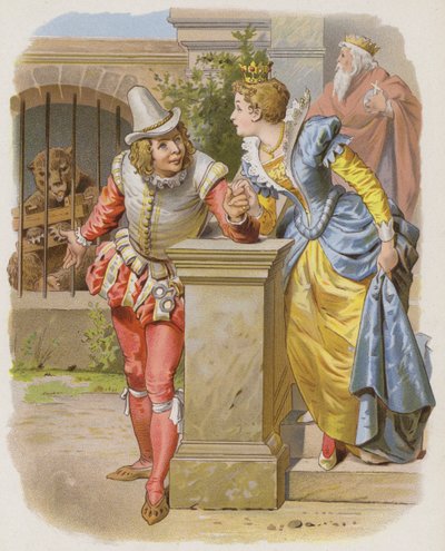 Il piccolo sarto intelligente (Vom Klugen Schneiderlein) (cromolitografia) da German School