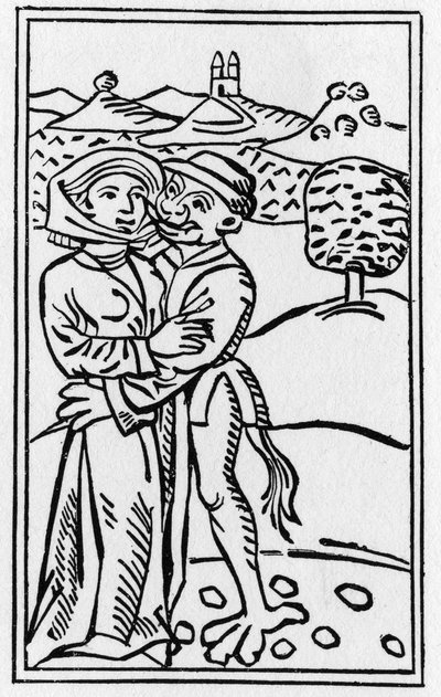 Il Diavolo innamorato della Strega (Il Bacio del Diavolo) - Incisione del 1489 in "De lamiis et pythonicis mulieribus" di Ulrich Molitor da German School