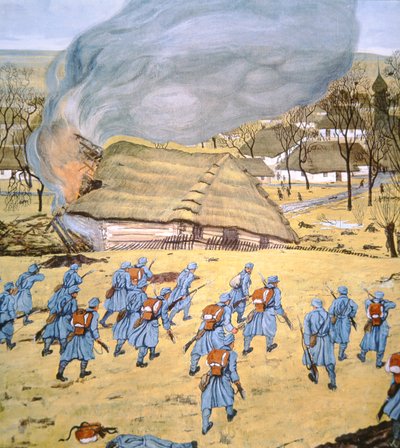 Il Primo Reggimento Landsturm Austro-Ungarico attacca il villaggio serbo di Stady Korciyan, 22 dicembre da German School