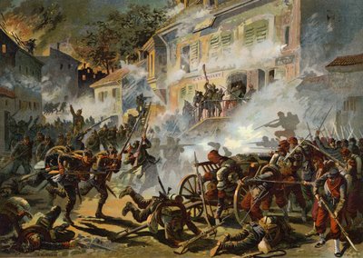 La 22ª Divisione di fanteria tedesca assalta le posizioni francesi a Chateaudun, Guerra franco-prussiana, 18 ottobre 1870 da German School