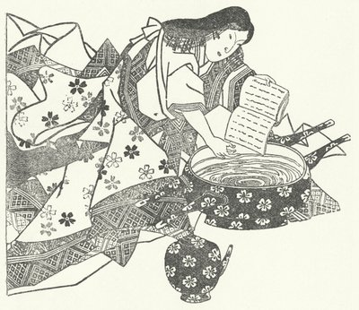 Il poeta giapponese Waka Ono no Komachi (incisione) da German School