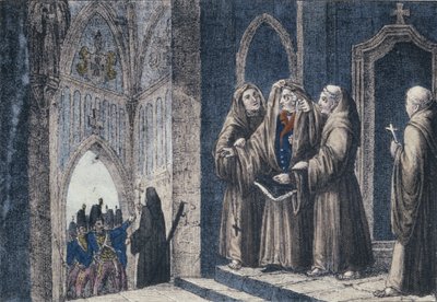I monaci coprono il re con un drappo nel convento di Camenz da German School