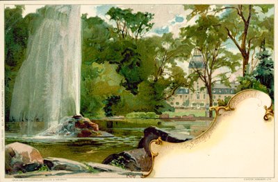 Il Giardino del Castello e il Palazzo di Karlsruhe a Karlsruhe, Germania (litografia a colori) da German School