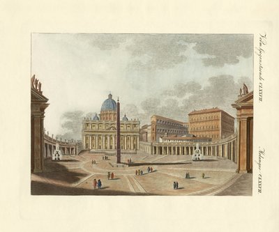 La Cattedrale di San Pietro a Roma (incisione colorata) da German School