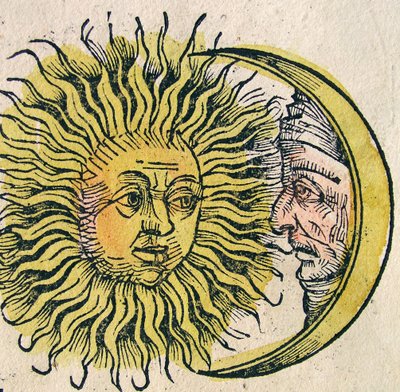 Il Sole e la Luna, pubblicato nella Cronaca di Norimberga, 1493 da German School
