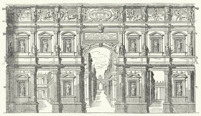 Il Teatro Olimpico a Vicenza, Italia settentrionale (incisione) da German School