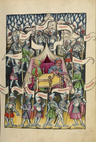 Le dodici tribù di Israele da Weltchronik Ms 33 fol.94, c.1400-10 da German School