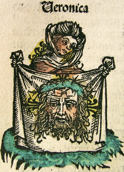 Il velo di Veronica, pubblicato nella Cronaca di Norimberga, 1493 da German School