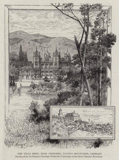 La Villa Reiss, vicino a Cronberg, Monti Taunus, Germania (incisione) da German School