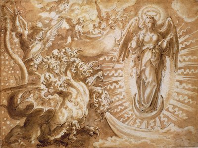 La Donna Vestita di Sole e il Drago a Sette Teste, c.1600 da German School