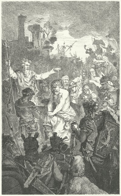 Il battesimo di Clodoveo I, re dei Franchi, 496 (incisione) da German School