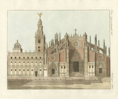 La cattedrale o chiesa metropolitana di Siviglia (incisione colorata) da German School