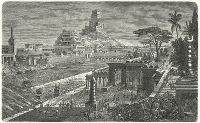 La caduta di Babilonia ai Persiani, 540 a.C. (incisione) da German School