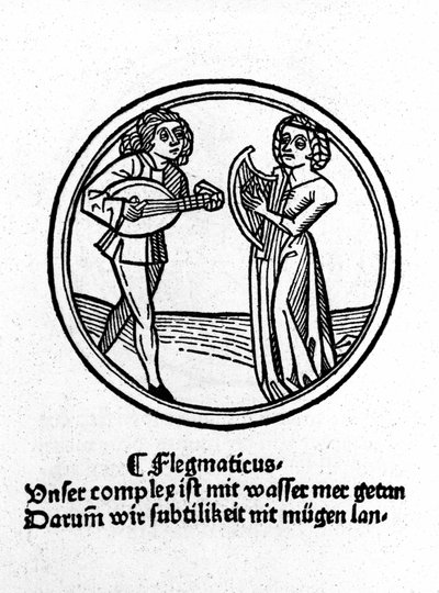 I quattro temperamenti: flemmatico (lento e apatico). Xilografia, Augusta 1480 da German School