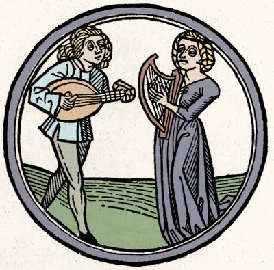 I quattro temperamenti: flemmatico. Xilografia, Augusta 1480 da German School