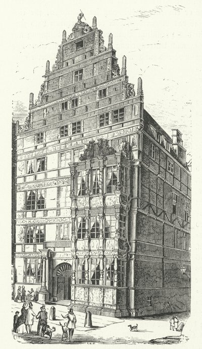 La casa del polimata tedesco Gottfried Wilhelm Leibniz ad Hannover (incisione) da German School