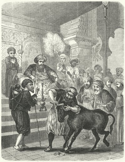 Il contadino e il suo asino davanti al califfo Harun al-Rashid da German School