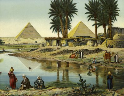 Le piramidi di Gizeh (chromolitho) da German School