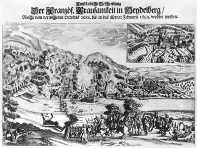 La presa e la distruzione di Heidelberg da parte dei francesi nel febbraio 1689 da German School
