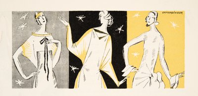 Tre donne in abito da sera, da Styl, pub.1922 (stampa a pochoir) da German School