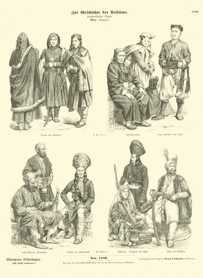 Costumi tibetani e kashmiri da German School