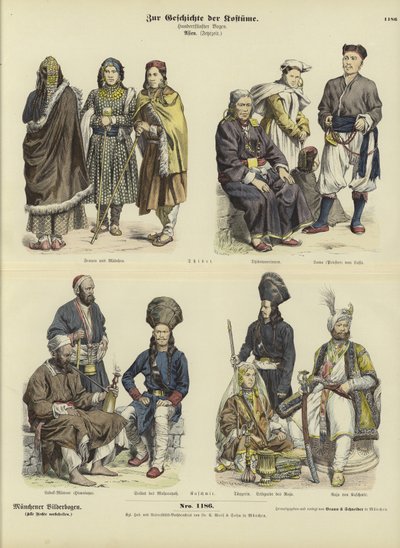 Costumi tibetani e kashmiri, XIX secolo da German School