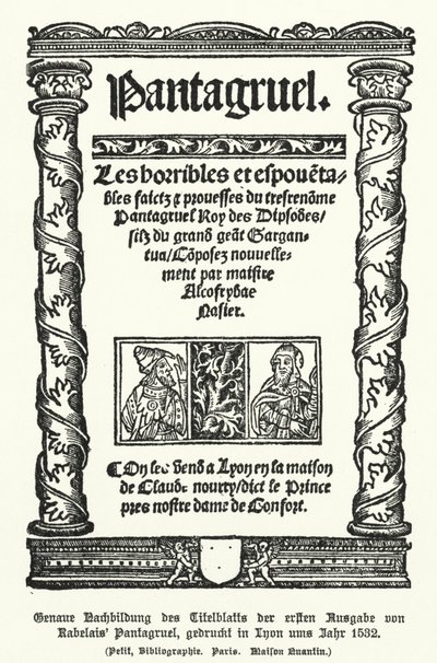Pagina del titolo della prima edizione di Pantagruel, dell