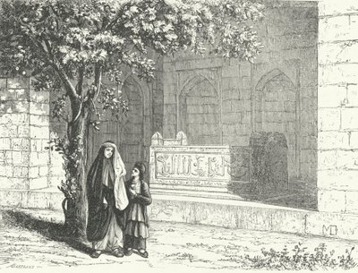 Tomba del poeta persiano Saadi nella città iraniana di Shiraz (incisione) da German School