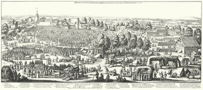 Viaggiatori che visitano le sorgenti curative nel villaggio di Hornhausen, 1646 da German School