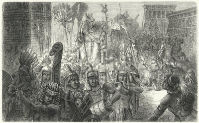 Processione trionfale di un antico faraone egiziano (incisione) da German School
