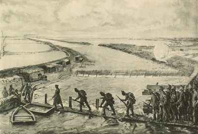 Truppe dei Marines in posizione, attraversando l
