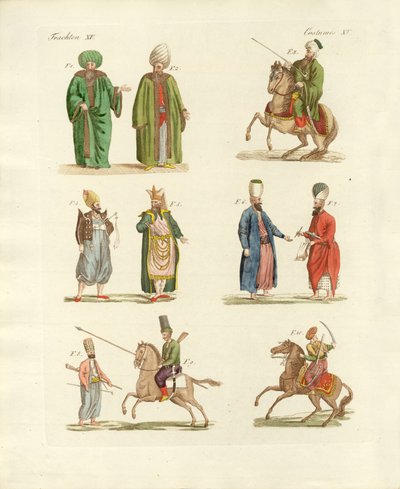 Costumi nazionali turchi (incisione colorata) da German School