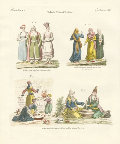 Costumi nazionali turchi (incisione colorata) da German School