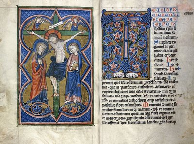 Due pagine da un Missale del XIII secolo in latino, dalla regione del Medio Reno, c.1250-1300 da German School