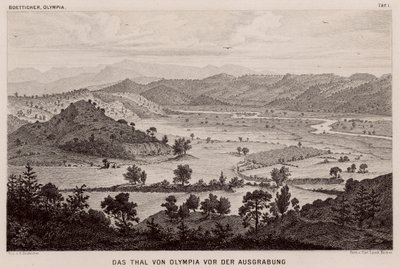 Valle di Olimpia, Grecia, prima degli scavi archeologici da German School
