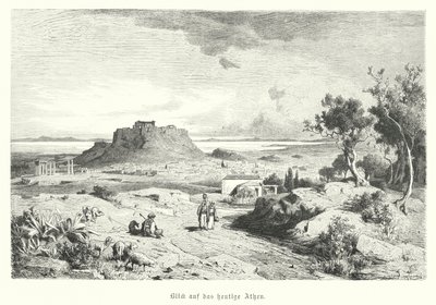 Veduta di Atene, Grecia, fine XIX secolo (incisione) da German School